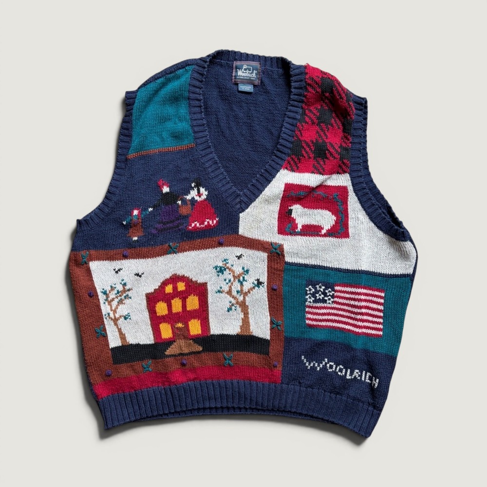 Vintage Woolrich L Sweater Vest Womens Cottagecore Grannycore Sheep Sweater 90s